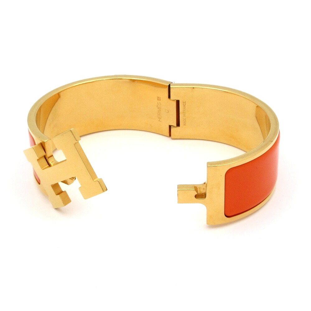 Hermès Clic Clac H Bangle Gold Orange Hardware Patent Leather - Picture 5 of 6